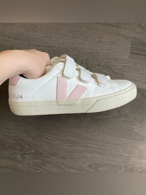 Veja Pink Recife Logo Velcro Straps Sneakers